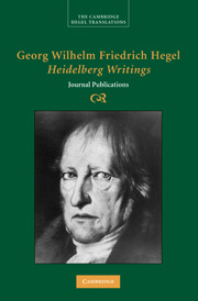 Georg Wilhelm Friedrich Hegel: Heidelberg Writings - 9780521833004