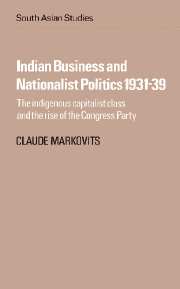 Indian Business and Nationalist Politics 1931–39