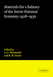 Materials for a Balance of the Soviet National Economy, 1928–1930