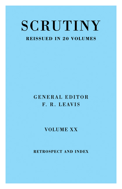 Scrutiny vol. 20 Index & Retrosp