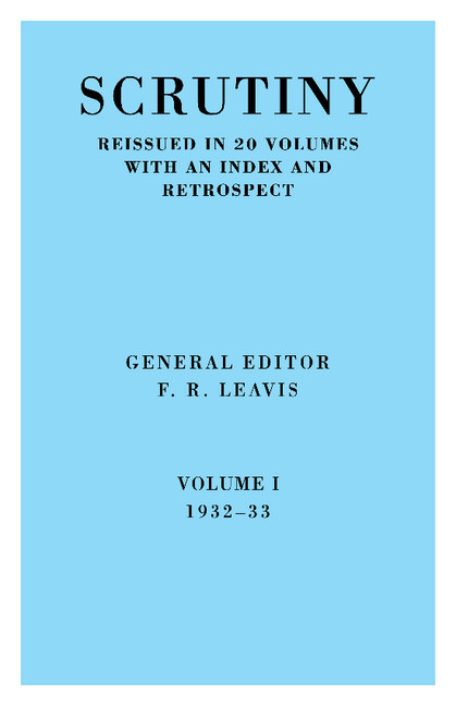 Scrutiny: A Quarterly Review 20 Volume Paperback Set 1932-53