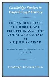 The Ancient State Authoritie and Proceedings of the Court of Requests by Sir Julius Caesar