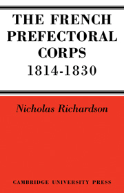 The French Prefectorial Corps 1814–1830