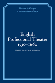 English Professional Theatre, 1530–1660