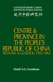 Centre and Province in the People's Republic of China