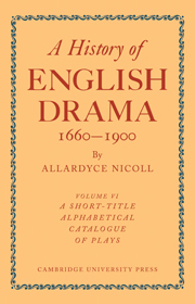 History of English Drama 1660–1900