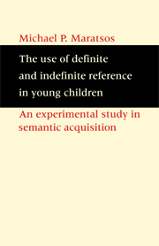 The Use of Definite and Indefinite Reference in Young Children