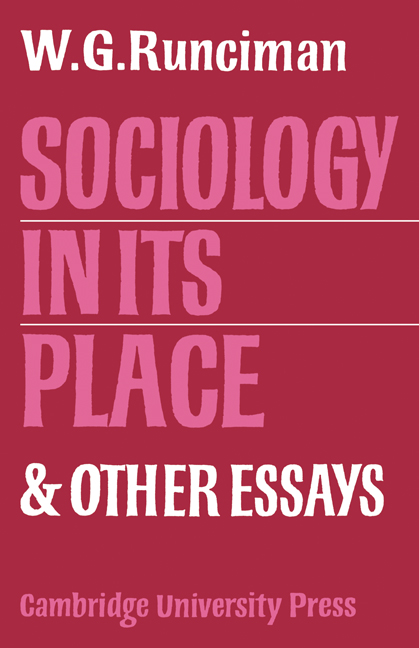 Sociology In Its Place