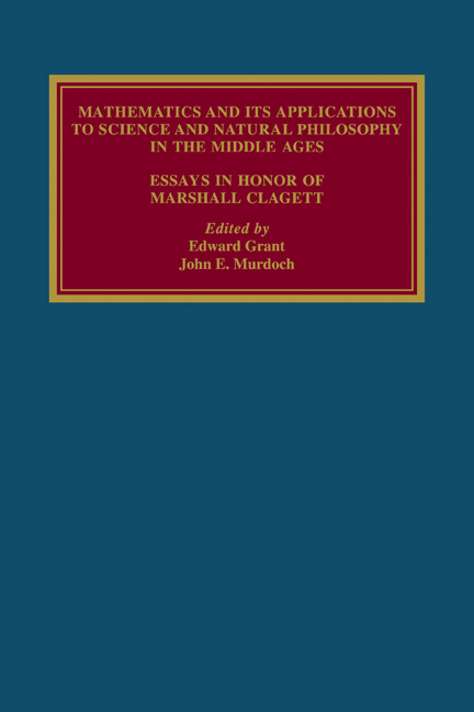 Mathematics and its Applications to Science and Natural Philosophy in the Middle Ages