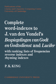 Complete Word-Indexes to J. Van Den Vondel's Bespiegelingen van Godt en Godtsdienst and Lucifer