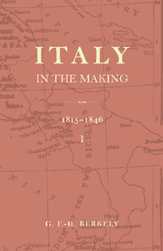 Italy in the Making 1815 to 1846