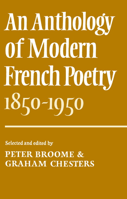 An Anthology Of Modern French Poetry 1850 1950