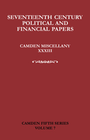 Seventeenth-Century Parliamentary and Financial Papers