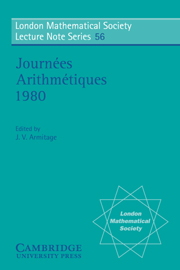 Journées Arithmétiques 1980