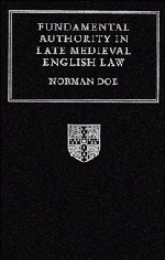 Fundamental Authority in Late Medieval English Law