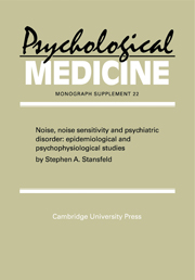 Noise, Noise Sensitivity and Psychiatric Disorder