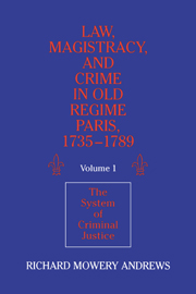 Law, Magistracy, and Crime in Old Regime Paris, 1735–1789
