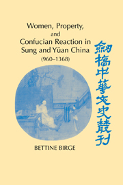 Women, Property, and Confucian Reaction in Sung and Yüan China (960–1368)