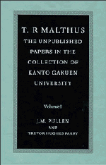 T. R. Malthus: The Unpublished Papers in the Collection of Kanto Gakuen University