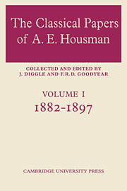 The Classical Papers of A. E. Housman