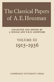 The Classical Papers of A. E. Housman