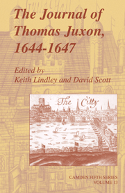 The Journal of Thomas Juxon, 1644–1647