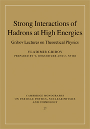 Strong Interactions of Hadrons at High Energies