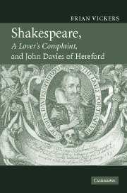 Shakespeare, 'A Lover's Complaint', and John Davies of Hereford