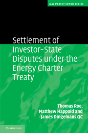 Settlement of Investment Disputes under the Energy Charter Treaty