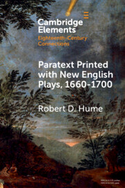 Paratext Printed with New English Plays, 1660–1700