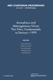 Amorphous and Heterogeneous Silicon Thin Films: Fundamentals to Devices – 1999