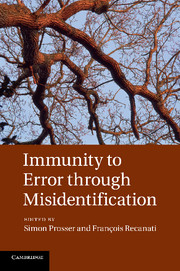 Front cover of Immunity to Error Through Misidentification