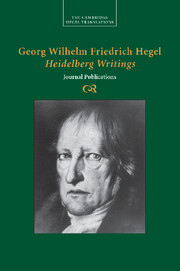 Georg Wilhelm Friedrich Hegel: Heidelberg Writings