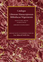 Catalogus Librorum Manuscriptorum Bibliothecae Wigorniensis
