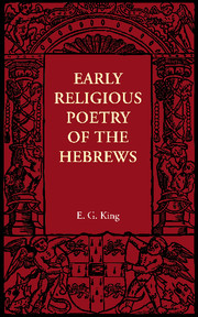 Early Religious Poetry of the Hebrews