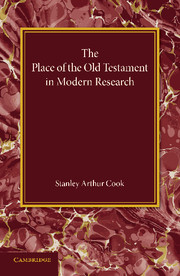 The Place of the Old Testament in Modern Research