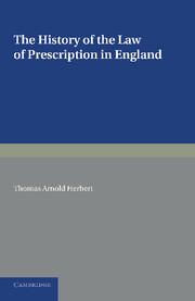 The History of the Law of Prescription in England