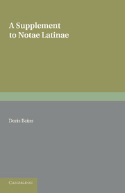 A Supplement to Notae Latinae