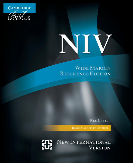 NIV Wide Margin Reference Bible, Black Calf Split Leather, Red-letter Text, NI744:XRM