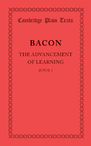 The Advancement of Learning: Book I