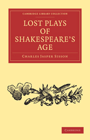 Lost Plays of Shakespeare's Age