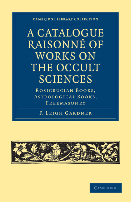 A Catalogue Raisonné of Works on the Occult Sciences