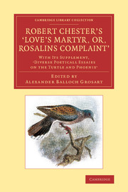 Robert Chester's ‘Love's Martyr; Or, Rosalins Complaint'