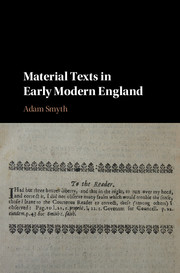 Material Texts in Early Modern England