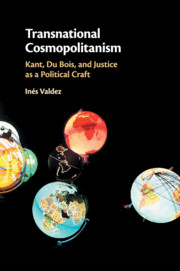 cover of transnational cosmopolitan with floating globes on a black field