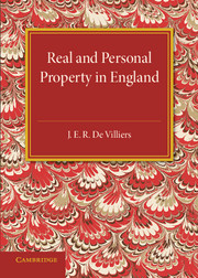 The History of the Legislation Concerning Real and Personal Property in England