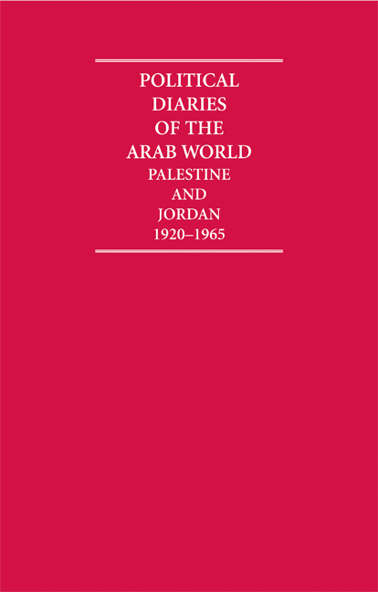 Political Diaries of the Arab World: Palestine and Jordan 1920-1965
